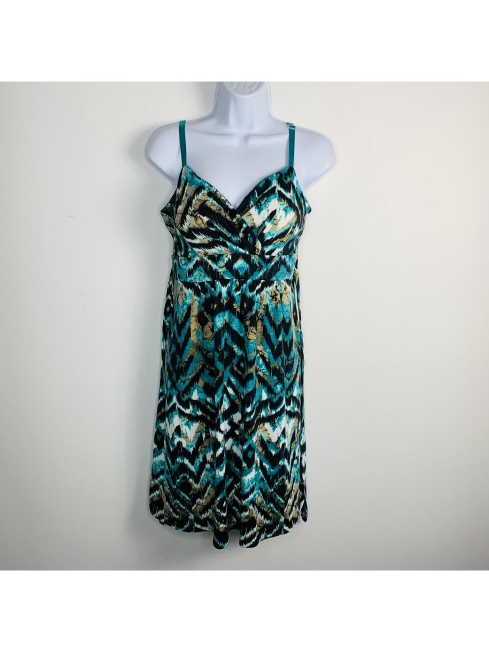 Philosophy by Republic Sun Dress sz S Blue Black Waist Tie Resort Vacation Core